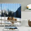 Shower Curtains Forest landscape Animals Waterproof Shower Curtain Set Tiger lion Bird Bathroom Curtains and Toilet Non-slip Mat Bath Mat Rug