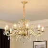 Lustres Lustre en or unique cristal salon lumières luxe chambre pendentif avec abat-jour Noble élégant cuisine lumière