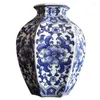 Vases Chinese Style Vase Blue And White Porcelain Home Decoration Retro Hand Drawn Ceramic Multilateral Big Belly