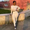 FQLWL White Black Brown Ladies Tracksuit Female 2 Two Piece Set Women Outfits Crop Top Leggings Matching Set Sweat Suits 240109