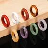 Anillos de racimo 100 unids 6 mm unisex piedra natural rosa cuarzo amatistas lapis cristal obsidiana anillo de dedo fiesta boda tamaño 17 a 20