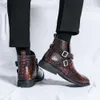 Rétro noir cheville homme mode moraillon fermeture éclair bout pointu hommes bottes à la mode Social haut robe en cuir chaussures pour hommes