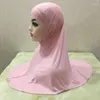 Etniska kläder malaysia khimar muslimska kvinnor hijab inre rör amira omedelbar halsduk huvud wrap två bit set
