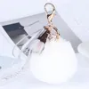 Keychains Pompom Ball Student Cute Keychain Imitation Hair Gold Color Metal With Flower Women Wallet Accessories Key Ring