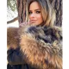 Maomaokong Natural Real Fur Lining Winter Women Jacket Long Fox Fur Coat Raccoon Fur Collar Hooded Thick Black Waterproof Parkas 240110