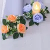 Flores decorativas 23 cm corona de rosas artificiales anillos de vela planta falsa hoja flor guirnalda candelabro boda fiesta soporte de mesa