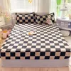 Geometriskt mönster hemmonterat ark sängöverdrag set sovrum nonslip madrass protektor säng täckning 240109