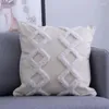 Kudde White Tassels Geometric Brodery Cover Diamond Home Decor Living Rrom Sofa Pudow Case Sham 45x45cm