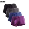 Aismz 4pcs Seksi erkekler iç çamaşırı boksör mermi ayrımı skrotum nefes alabilen külotlar erkek külot külot panties cueca masculina 240110