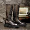 أحذية Retro Knee High Mens Leature Leather Geneine 2024 Spring Fashion مصمم على الطراز البريطاني مريح أحذية اجتماعي مريح رجل