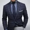 メンズスーツジャケットの春と秋の英国のビジネス成熟紳士格子縞のカジュアルペルサイズ240110