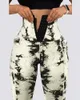 Paneel tie-dye legging met zakken Europese en Amerikaanse yoga-sportbroek voor dames Warme gradiënt Vrouwelijke casual broek 240109