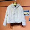 Hohe Qualität Echt Rex Kaninchen Pelzmantel Frauen Winter Mit Kapuze Dicke Warme Lose Kurze Jacke Mantel Weibliche Kleidung 240110