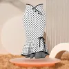 Etekler Kadınlar Vinatge Polka Dot Baskılı Uzun Balıktail Etek Moda Düzensiz Hem Ruffles Bodycon Casual Sıska