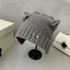 Gorros de designer feminino bonito chapéu quente de lã de malha chapéu de orelha de gato strass chapéu protetor de orelha outono e inverno