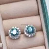 Stud Cellacity femmes boucle d'oreille avec 1ct simulation bleu vert couleur moissanite pierre précieuse femelle datant fête fine bijoux cadeau YQ240110