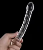 Transparent Crystal Glass Vagina Massager Dual Head Dildo Anal Anus Plug GSpot Stimulation Sex Toy för parälskare Y1910245152465