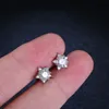 Quke Real Diamond Star Stud earrings 05ct D Color VVS1 Pure 925 Sterling Silver for Womende