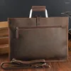 Briefcases Men's Retro Genuine Leather Men Messenger Bags Business Travel Laptop Briefcase Tote Cowhide Shoulder Bag Bolsa Maleta