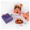 Emballage cadeau 500pcs emballage cadeau mignon Halloween carré papier bonbons bande pliante motif orange violet à pois 7.5x7.5x3.5cm livraison directe Dhfr9
