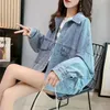 Casual Loose Black Denim Jacket Women Boyfriend Oversize Jean Coat Letter Embroidery Streetwear Outerwear Spring Autumn Denim 240104