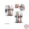 Nytt i original 100% 925 Sterling Silver Earth Beads Armband Rose Gold Ring Charms Fit Pando Armband DIY Women SMYCKE