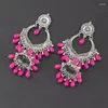 Boucles d'oreilles pendantes Vintage cloche Jhumka, tendance, coloré, Imitation goutte d'eau, Rose rouge, pompon perlé, bijoux égyptiens