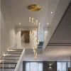 Modern LED staircase chandelier living room villa duplex building rotating staircase chandelier indoor lighting 110V 220V