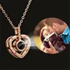 Halsband anpassade foton Par Rose Flower Pendant Halsband I Love You Projection Memory Lovers Fashion Jewelry Anniversary Gifts