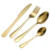 4 pezzi / set set di posate in oro set di posate in acciaio inossidabile set da tavola stoviglie occidentali forchetta dorata cucchiaio coltello bistecca utensili da cucina HW0167