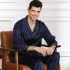 Birdsky Fall 1pc Men Pajamas pijamas piżama pj set men odzież nocną długie rękaw 100% Mulberry Silk Satin Solid S267 240110