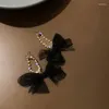 Dangle Oorbellen Strass Kwastje Zwart Kant Strik Drop Vintage Stijl Voor Vrouwen Meisje Partij Sieraden Gift 2024 Trend