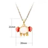 Pendentif Colliers Classique Doré Collier Décoratif Émail Peint Crabe Éléphant De Luxe Femmes Mariage Accessoires Précieux Cadeau D'anniversaire