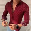 Camisas casuales para hombres 2024 Camisa de manga larga a rayas de moda europea y americana de primavera y otoño