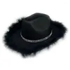 Berets Cowgirl Hat z piórem Trimestones Band na imprezy Ubieraj cosplay zaopatrzenia akcesoria kostiumowe