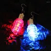 Brincos pendurados lâmpadas coloridas para mulheres engraçado luminoso gota brinco festa noite clube moda jóias