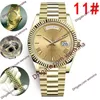 Roles 20 Color Top Alta calidad Amarillo Oro rosa Presidente Cara Fecha grande Reloj mecánico automático Relojes para hombre de acero inoxidable a prueba de agua