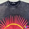 Men's T-Shirts 2024 Men Women Market Tee Vintage Half Sun T-shirt Oversize Wash Bla Tops Graphic Print Short Sleeveephemeralew