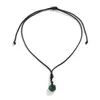 Ожерелья с подвесками KunJoe, винтажное ожерелье из натурального камня, кожи, восковой нити, регулируемое ожерелье для женщин и мужчин, простое колье, подарок на вечеринку