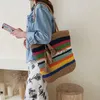 Bolsos de hombro Bolso de compras para mujer 2020 nuevo bolso grande con borlas de gran capacidad bandolera de hombro bolso tejido de moda insblieberryeyes