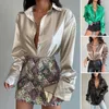 Women's Blouses Long Sleeve Top Elegant Silky Satin Cardigan For Women Smooth Single-breasted Blouse With Soft Formal Style Fall