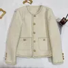 Spring Autumn Jacket for Women Round Neck Trench Coats Woolen Short Jackets Blazers Office Lady Korean Tweed Overcoat 240109