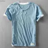 Herr t-shirts sommar mode mäns japan stil bambu bomull fast färg kort ärm t-shirt manlig avslappnad enkel mjuk tunt vit tee tshirtsl240110