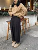 Chic Women Casual Loose Tickets Woolen Suit Pants Autumn Winter High midja Tjocken Korean Ladies Solid Harem Trousers WP49 240109