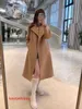 Maxmaras Cappotto da Donna Cappotto in Pelo di Cammello 23fw Nuovo Manuela Tinta Unita Colletto Polo Manica Lunga Tunica Vita Cappotto di Lana di Media Lunghezza per Donna RJ2J