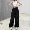 Women's Pants Capris Y2K Women Streetwear Techwear Cargo Korean Harajuku Baggy Parachute Pants for Men Sweatpants Wide Leg Joggers Trousers ClothesL240110