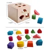 Bloques de construcción para niños, juguetes educativos para edades tempranas, clasificador de formas de 13 agujeros de madera, caja de inteligencia para bebés, combinación cognitiva geométrica 240110