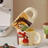 Mokken Creativiteit Gepersonaliseerde geschenken Retro Cartoon Drinkgerei Keramiek Porseleinen Koffiekopjes Hoogwaardig met deksel Koffie Keramische kop Bar