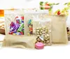 Ny stil blixtlåsstoppplastpåse Kraft Paper Pouch med klart fönster för torkade matmuttrar Candy Party Gift Package5419356