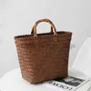 Totes novo portátil de grande capacidade str saco tote retro lenço de seda tecido à mão feminino selvagem vegetal basketcatlin_fashion_bags